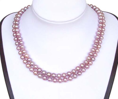 Double Strand 6-6.5mm AA  Mauve Pearl Necklace