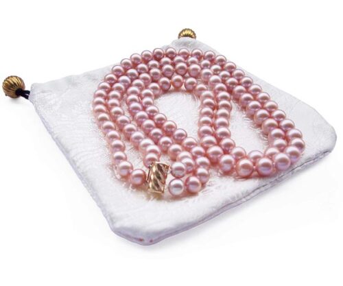 Double Strand 7-8mm AA+ Mauve Round Pearl Necklace