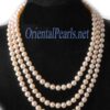 Three Rows Pink Pearl Necklace
