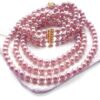 3-Row 6-7mm Mauve Round Pearl Necklace