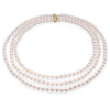 3-Row 6-7mm Round Pearl Necklace 16, 18, 20 inches 14K Clasp