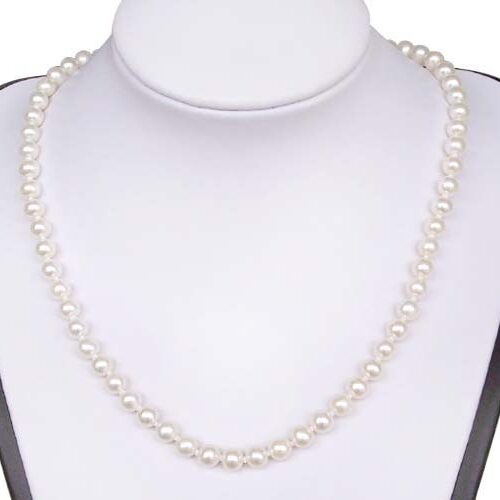 White 6-7mm Round Pearl Silver Necklace