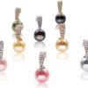 Peacock Black, Rose Pink, Pale Pink, Champagne, Peacock Green, Gold, Grey, and Tahitian Black 12mm SSS Pearl Pendant