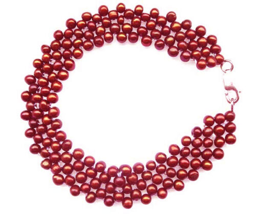 5-Row Cranberry pearl bracelet