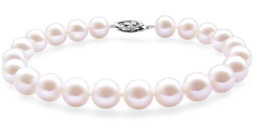 8-8.5mm Very High AAA Gem Quality Pearl Bracelet 14k Solid Gold