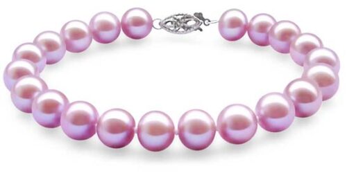 Mauve 8-8.5mm Very High AAA Gem Quality Pearl Bracelet, 14k Solid Gold
