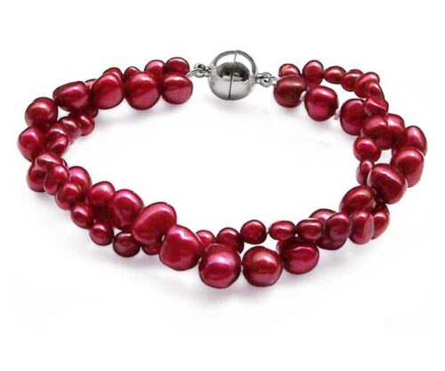 red 2-Row Baroque Pearl Bracelet