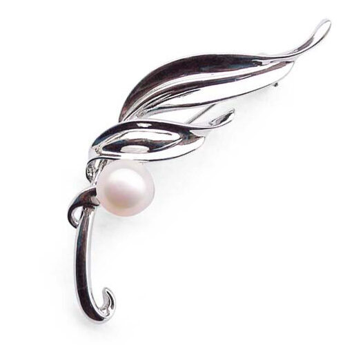 Pearl Leaf Brooch in Four Colors of Pearls