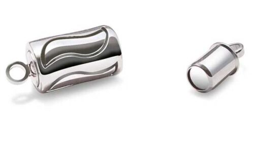 18K WG Plated Cylindrical Magnetic Clasp with Curve Pattern