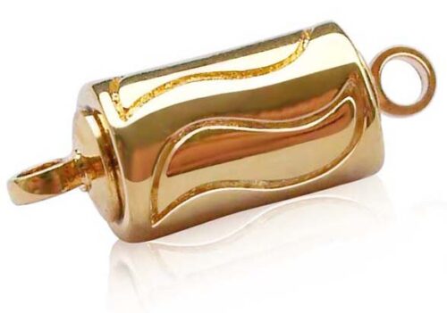 18K YG Plated Cylindrical Magnetic Clasp with Curve Pattern
