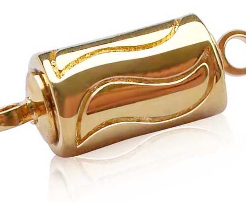 18K YG Plated Cylindrical Magnetic Clasp with Curve Pattern