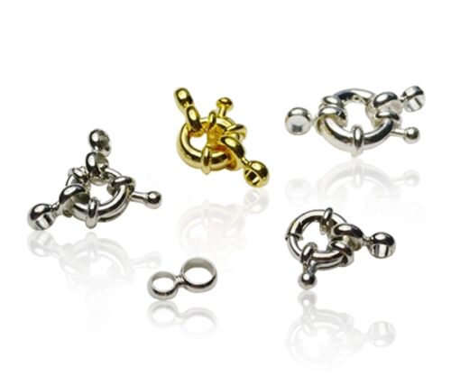 Silver 18k WG and YG Overlay Moonlight Clasp for Single Row Strand