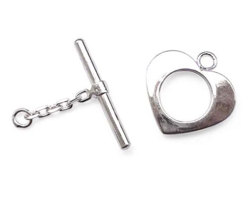 Silver Heart Designer Single Row Toggle Clasp