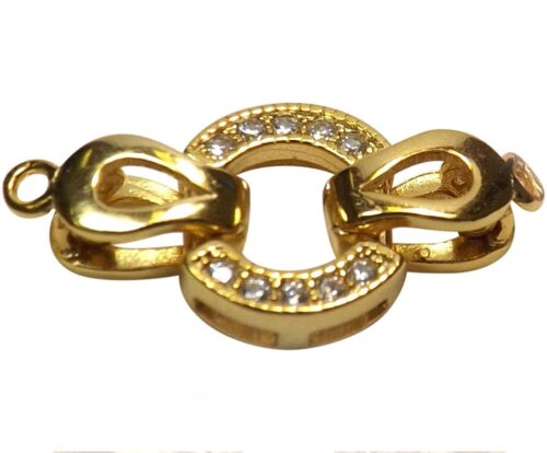 14KY Gold over 925 Sterling Silver Pearl Diamond Clasp