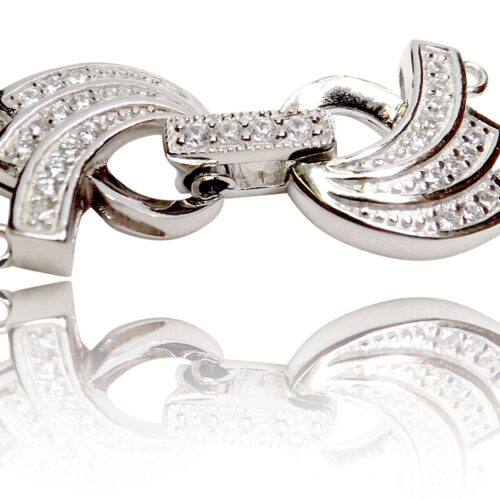 Large 2 Row Pearl Diamond Clasp 925 Sterling Silver