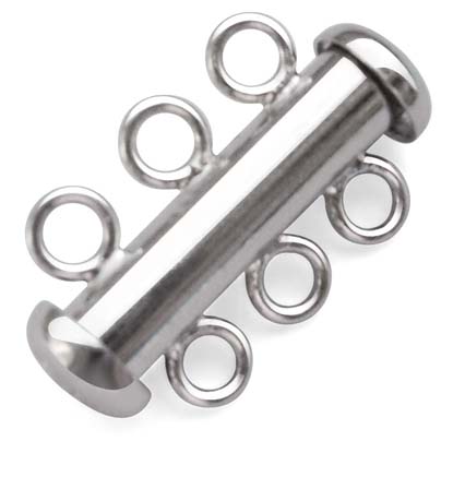 925 Sterling Silver 3-row Tube Clasp