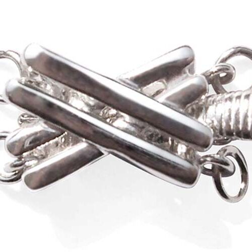 925 Sterling Silver 2-row Clasp in Double X Design