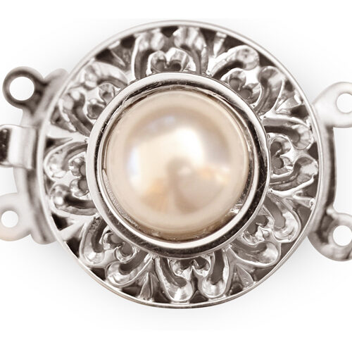 White 10mm Costume Pearl w/ 2-row 925 SS Clasps