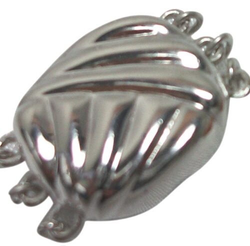 3 Rows 925 Sterling Silver One Touch Pearl Clasp Button Shape