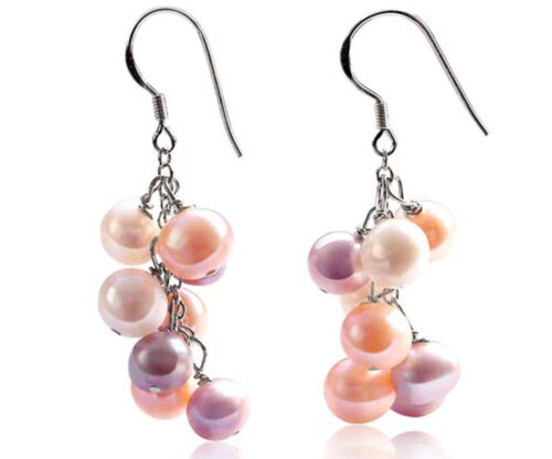 Clustered Flower 925 Sterling Silver Pearl Earrings