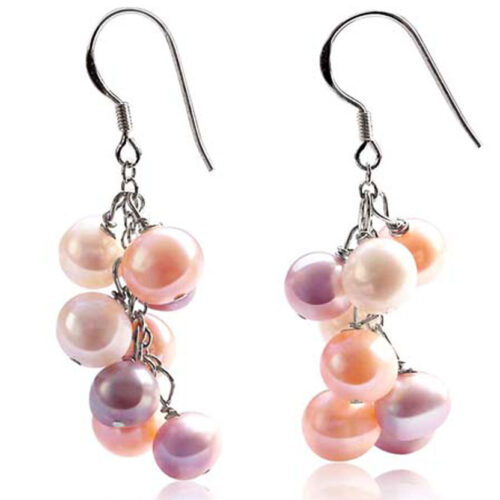 Clustered Flower 925 Sterling Silver Pearl Earrings