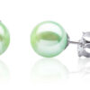7-7.5mm AAA Green Round Pearl Earrings in 14k Gold