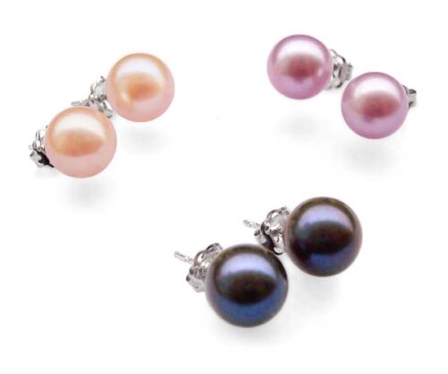 7-7.5mm AAA Completely Round Pearls Earrings in 14k Gold