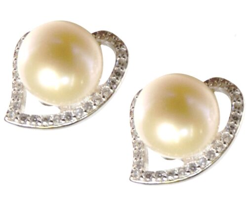 Heart Shaped 925S Silver Pearl Earrings