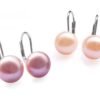 Mauve and Pink 10-10.5mm Pearl Sterling Silver Leverback Earrings