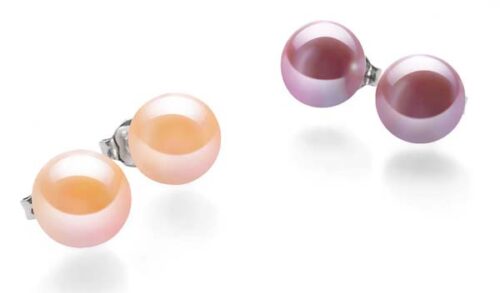 8-9mm pink, and mauve Pearl Stud Earrings, 925 Sterling Silver