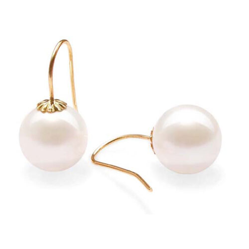 Rare 10-10.5mm Round Pearl Earrings in 14k Gold