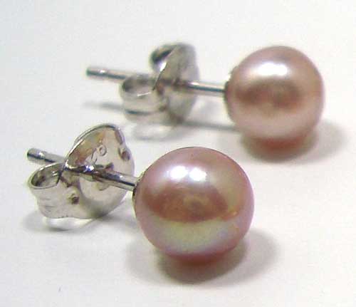 Lavender 4-5mm and 6-6.5mm Tiny Pearl Studs in Silver Earrings