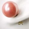 Rose Pink 10mm or 12mm Southsea Shell Pearl Stud Earrings in 14k YG