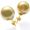 Gold 10mm or 12mm Southsea Shell Pearl Stud Earrings in 14k YG