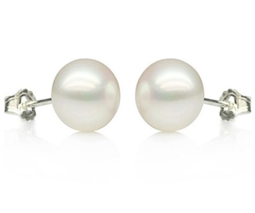 10 - 10.5mm Sized Pearl Earrings in 14k White Gold
