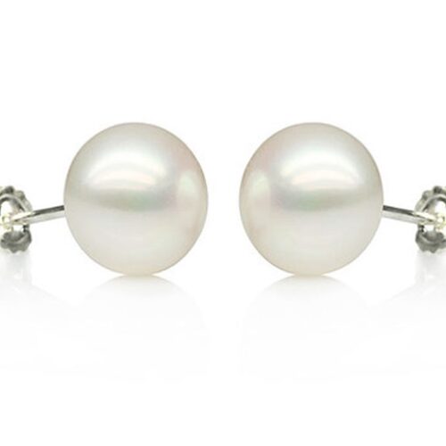 10 - 10.5mm Sized Pearl Earrings in 14k White Gold