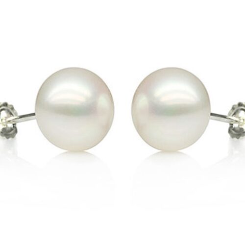 10 - 10.5mm Sized Pearl Earrings in 14k White Gold