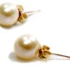 7-7.5mm AAA White Round Pearl Studs 14KYG Earrings