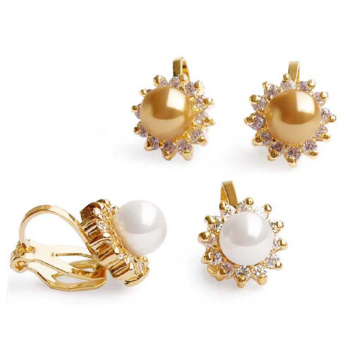6mm Southsea Shell Pearl Clip-on Earrings with 18K Gold Overlay