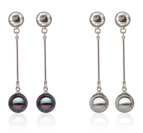 Gray or Black 10mm Southsea Shell 925 Silver Pearl Earrings
