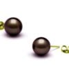 11-11.5mm AAA Tahitian Pearl Earrings 14KYG, Purple Overtone