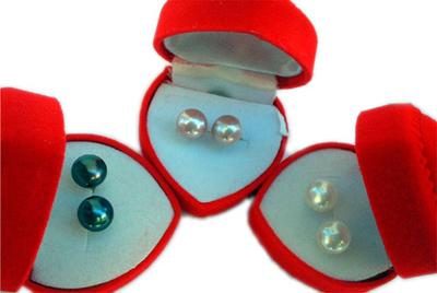 Black, Pink and White 8-8.5mm AAA Pearl Studs Earrings, 14K Gold