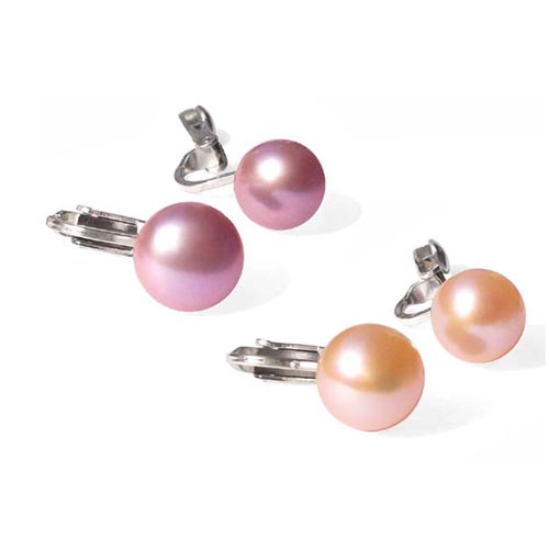 Pink and Lavender Clipped SS Earrings with 18k WG Plated