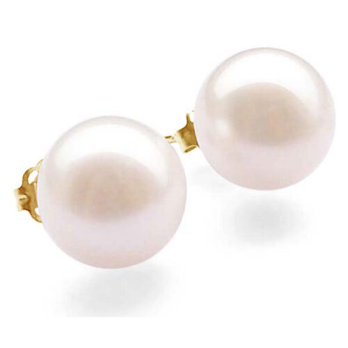 14k gold pearl studs earrings