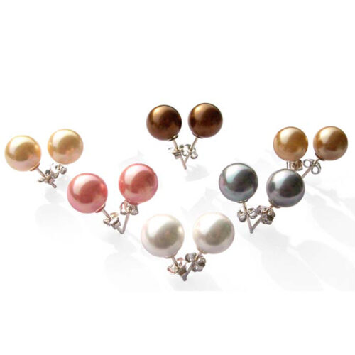 10 Colors of South Sea Shell Pearl 925 Sterling Silver Studs Earrings 8mm to 14mm