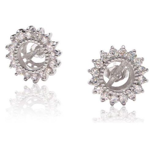 925 Silver Earrings Settings in Sunflower Design