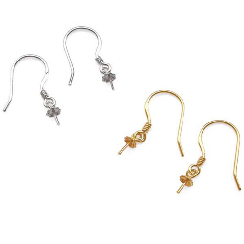 18K Solid Gold French Wire Earrings Setting
