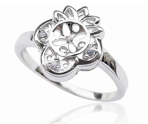 925 Sterling Silver Ring Setting in Flower Design