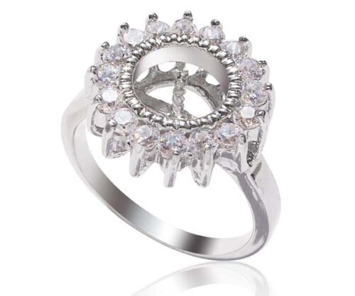 925 SS Ring Setting with 16 CZ Diamonds Surrounded