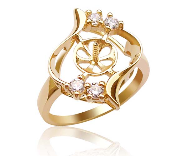 14K Solid Gold Ring Setting in Curve Design, Unique Settings